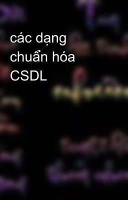 các dạng chuẩn hóa CSDL