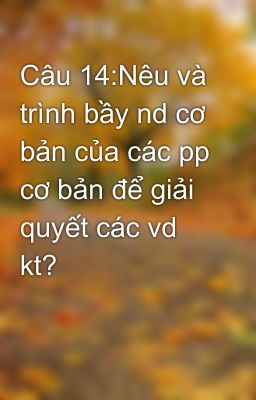 Câu 14:Nêu và trình bầy nd cơ bản của các pp cơ bản để giải quyết các vd kt?