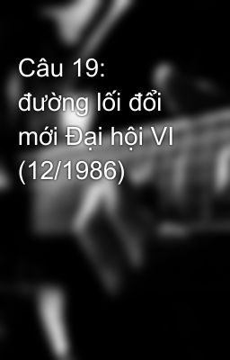 Câu 19:  đường lối đổi mới Đại hội VI (12/1986)