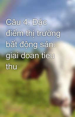 Câu 4: Đặc điểm thị trường bất động sản. giai doan tieu thu