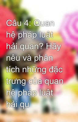 Câu 4: Quan hệ pháp luật hải quan? Hãy nêu và phân tích những đặc trưng của quan hệ pháp luật hải qu